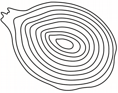 Onion Cut In Half Coloring Page